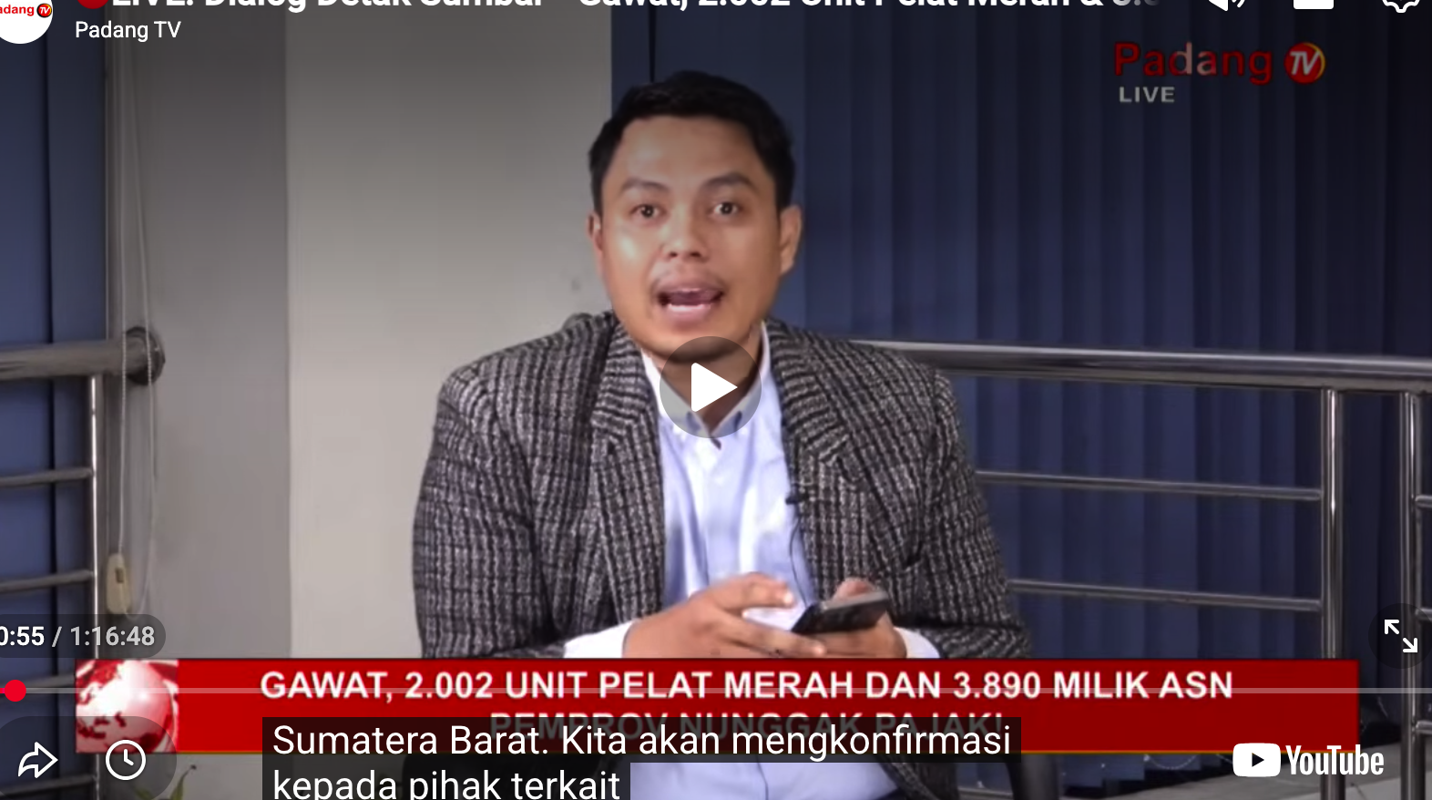 Dialog Detak Sumbar - Gawat, 2.002 Unit Pelat Merah & 3.890 Milik ASN Pemprov Nunggak Pajak!